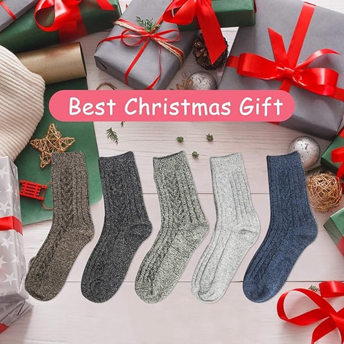 House Socks - 5 Pairs - Non-Slip Socks - Women's House Socks - Wool House Socks - Size 41-45 - Warm - Heated Socks - Fluffy Socks - Slipper Socks - Winter Socks - Thick Socks - Bed Socks - Lined Socks - Gift Idea - Christmas - Christmas Gift for Women - Image 4