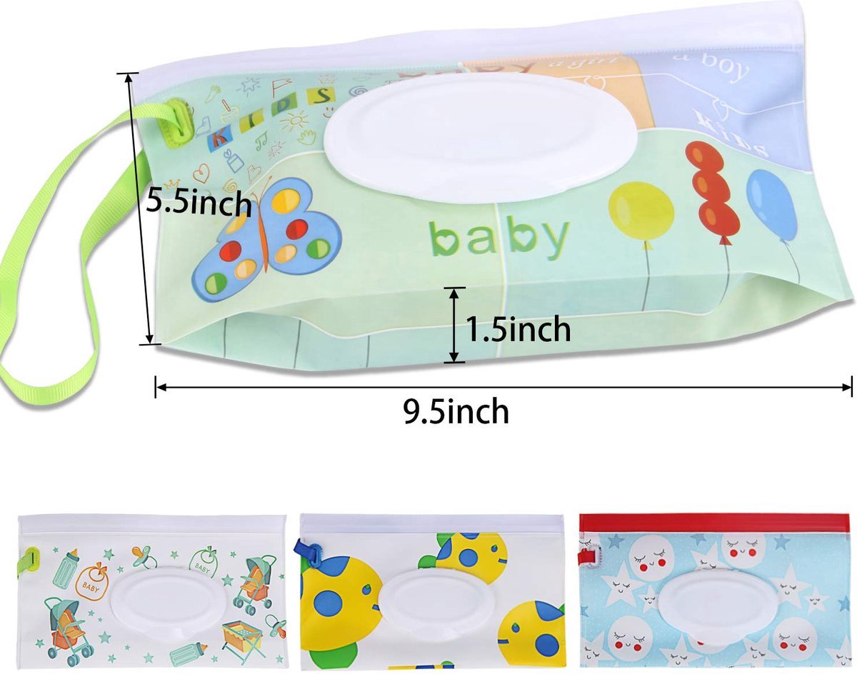 4x Baby Wipes Holder - Moist Tissue Holder - Refillable Portable Wet Wipes Holder - Non-Toxic - Dustproof - With Lanyard - Wet Wipes Box - Baby Wipes Box - Dispenser - Baby Gift - For Makeup Wipes, Cleansing Wipes - Image 5
