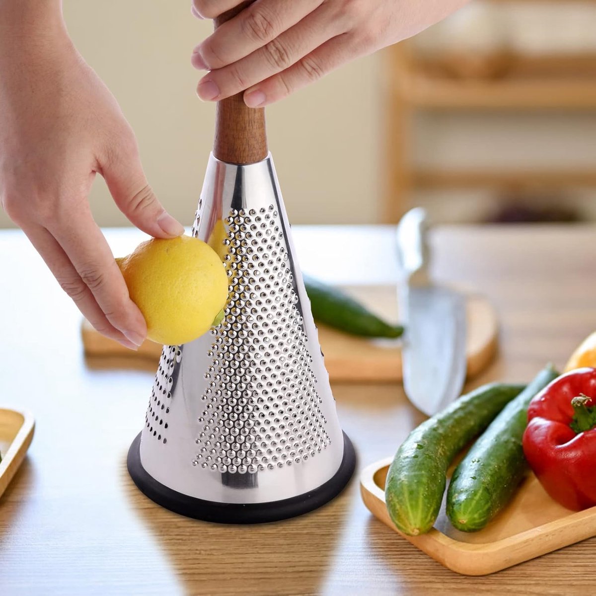 Grater - Hand Grater - Lemon Grater - Cheese Grater - Kitchen Grater - Ginger Grater - Garlic Grater - Table Grater - With 3 Grating Methods - 3 Cutting Surfaces - Multifunctional - Kitchen Utensils - Kitchen Accessories - Stainless Steel - Silver - Image 3