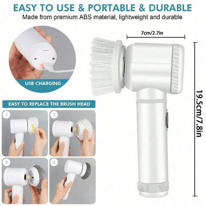 Electric Cleaning Brush - Electric Scrubber - Rechargeable and Cordless Scrubber - Scrubber with Handle - Mini - Polishing Machine - Scrubber Brush - For Bathroom, Kitchen, Dishes, Sink - 7 Attachments - Includes Wall Holder - Image 2