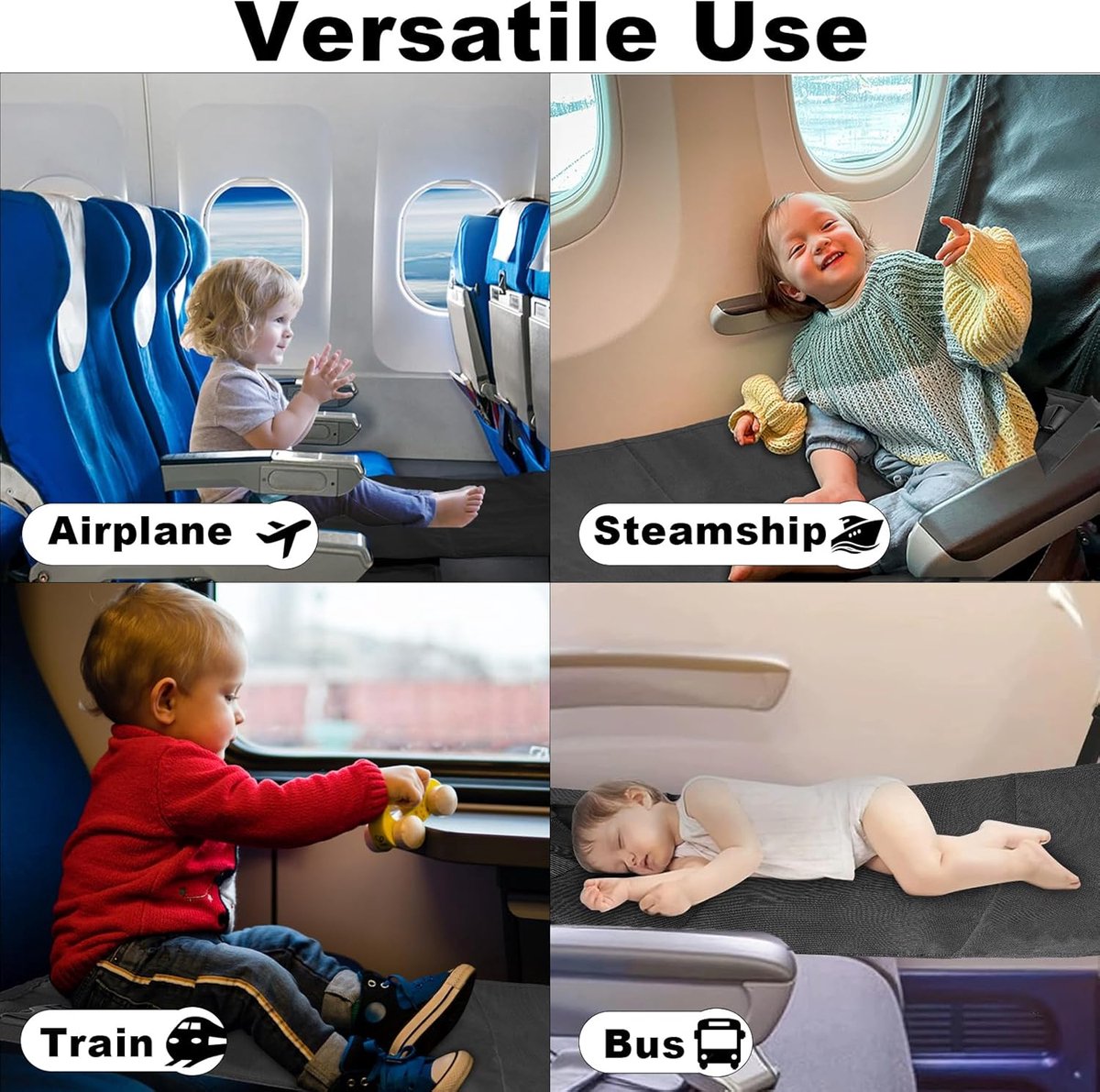 Airplane Bed - Airplane Footrest - Airplane Toddler Bed - Baby Travel Bed - Toddler Travel Bed - Baby Bed - Toddler Bed - Airplane Footbed - Child Seat Extender - Lightweight and Foldable - Comfortable - Water Resistant - Washable - Image 2