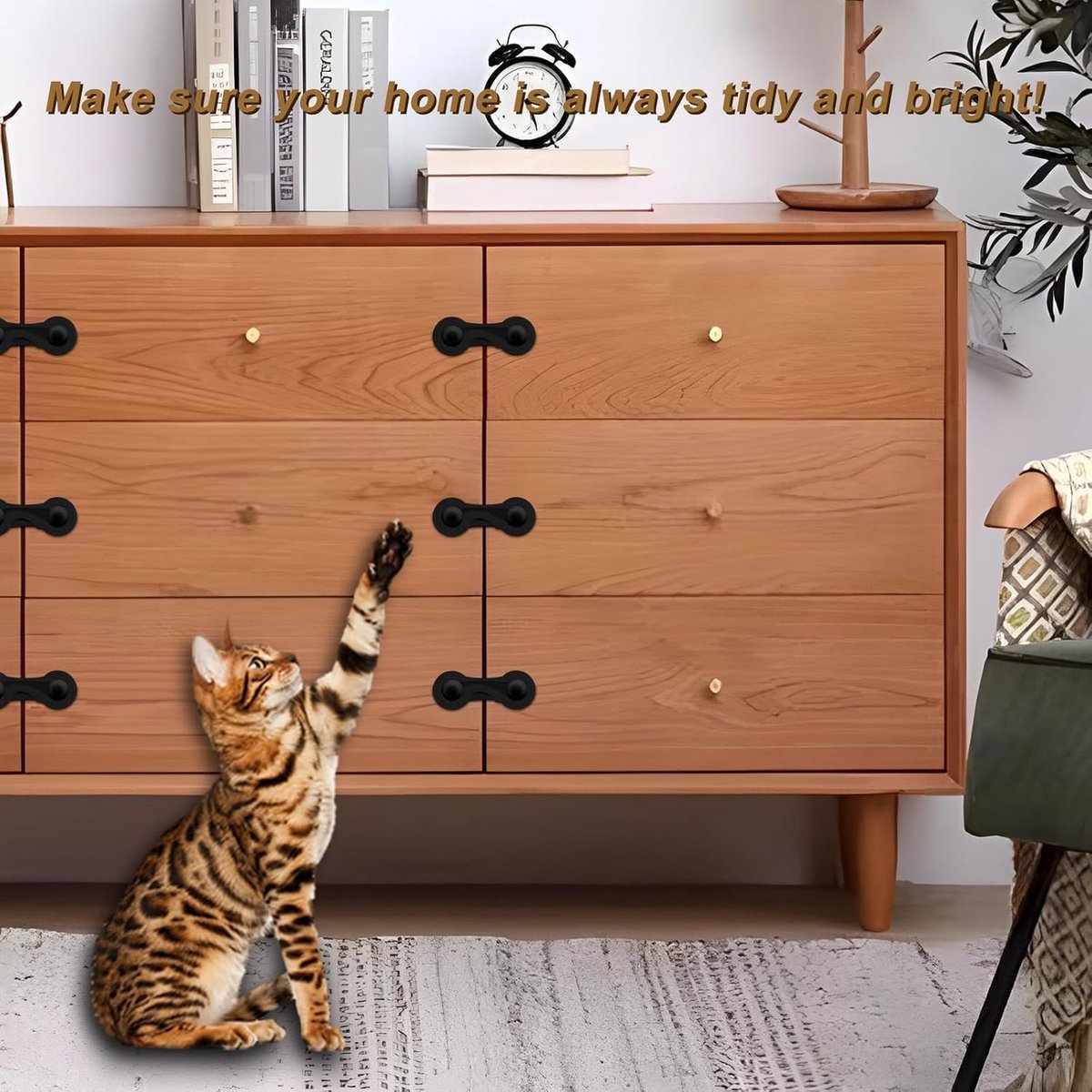 10 Pieces Black - Child Lock - Drawer Child Lock - Refrigerator Lock - Cabinet Child Locks - Cabinet Door Child Safety - Child Security - No Drilling Required - Safety Lock - Door Security - Baby Lock - Child Locks - Drawer Lock - Cabinet & Drawer Securit - Image 3