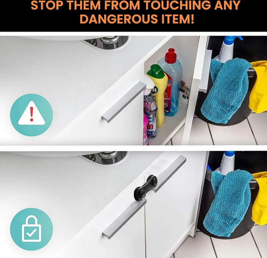 10 Pieces Black - Child Lock - Drawer Child Lock - Refrigerator Lock - Cabinet Child Locks - Cabinet Door Child Safety - Child Security - No Drilling Required - Safety Lock - Door Security - Baby Lock - Child Locks - Drawer Lock - Cabinet & Drawer Securit - Image 4