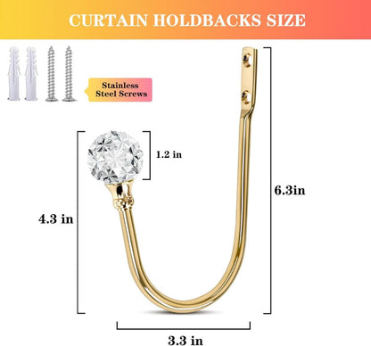 Curtain Tiebacks - 4-Piece Curtain Holders - High Quality - Curtain Tieback Hook - Tiebacks for Curtains - Curtain Bracket - Curtain Tie - For Curtains - Curtain Accessories - Drilling & Installation - Robust and Durable - Gold - Image 5