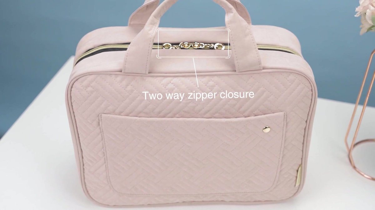 Toilet Bag With Hook - Hanging Toilet Bag - Women and Men - Water Resistant - Makeup Bag - Women's Beauty Case - Toilet Bag - Toilet Sack - Outdoor Travel Toilet Bag - Travel Organizer Men & Women, Girls and Children - Pink - Practical & Portable - Image 2