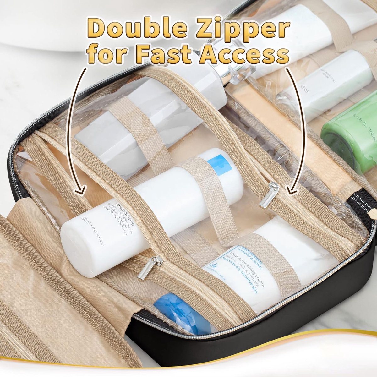 Toilet Bag With Hook - Hanging Toilet Bag - Women and Men - Water Resistant - Makeup Bag - Women's Beauty Case - Toilet Bag - Toilet Sack - Outdoor Travel Toilet Bag - Travel Organizer Men & Women, Girls and Children - Pink - Practical & Portable - Image 4