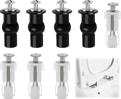 Toilet Seat Hinges - 8 Pieces - Stainless Steel - Universal Hinges for Toilet Seat - Toilet Seat Extension Screws - Universal Toilet Seat Screws and Bolts - Toilet Accessories - Toilet Seat Installation Mounting Set - Sturdy - Toilet Seat Parts
