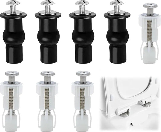 Toilet Seat Hinges - 8 Pieces - Stainless Steel - Universal Hinges for Toilet Seat - Toilet Seat Extension Screws - Universal Toilet Seat Screws and Bolts - Toilet Accessories - Toilet Seat Installation Mounting Set - Sturdy - Toilet Seat Parts