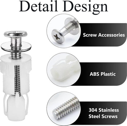 Toilet Seat Hinges - 8 Pieces - Stainless Steel - Universal Hinges for Toilet Seat - Toilet Seat Extension Screws - Universal Toilet Seat Screws and Bolts - Toilet Accessories - Toilet Seat Installation Mounting Set - Sturdy - Toilet Seat Parts - Image 3