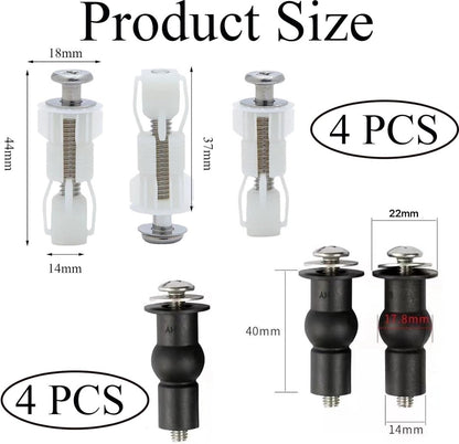 Toilet Seat Hinges - 8 Pieces - Stainless Steel - Universal Hinges for Toilet Seat - Toilet Seat Extension Screws - Universal Toilet Seat Screws and Bolts - Toilet Accessories - Toilet Seat Installation Mounting Set - Sturdy - Toilet Seat Parts - Image 5