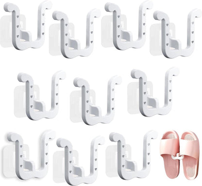 Shoe Storage - 10 Pieces - Universal - Hanging Shoes - Organizing Closet - Shoe Storage System - Self-Adhesive - Hanging Shoe Rack - Shoe Storage - Slipper Storage - Slippers Storage - Studio Shoe Rack - Shoe Rack for Studio - White