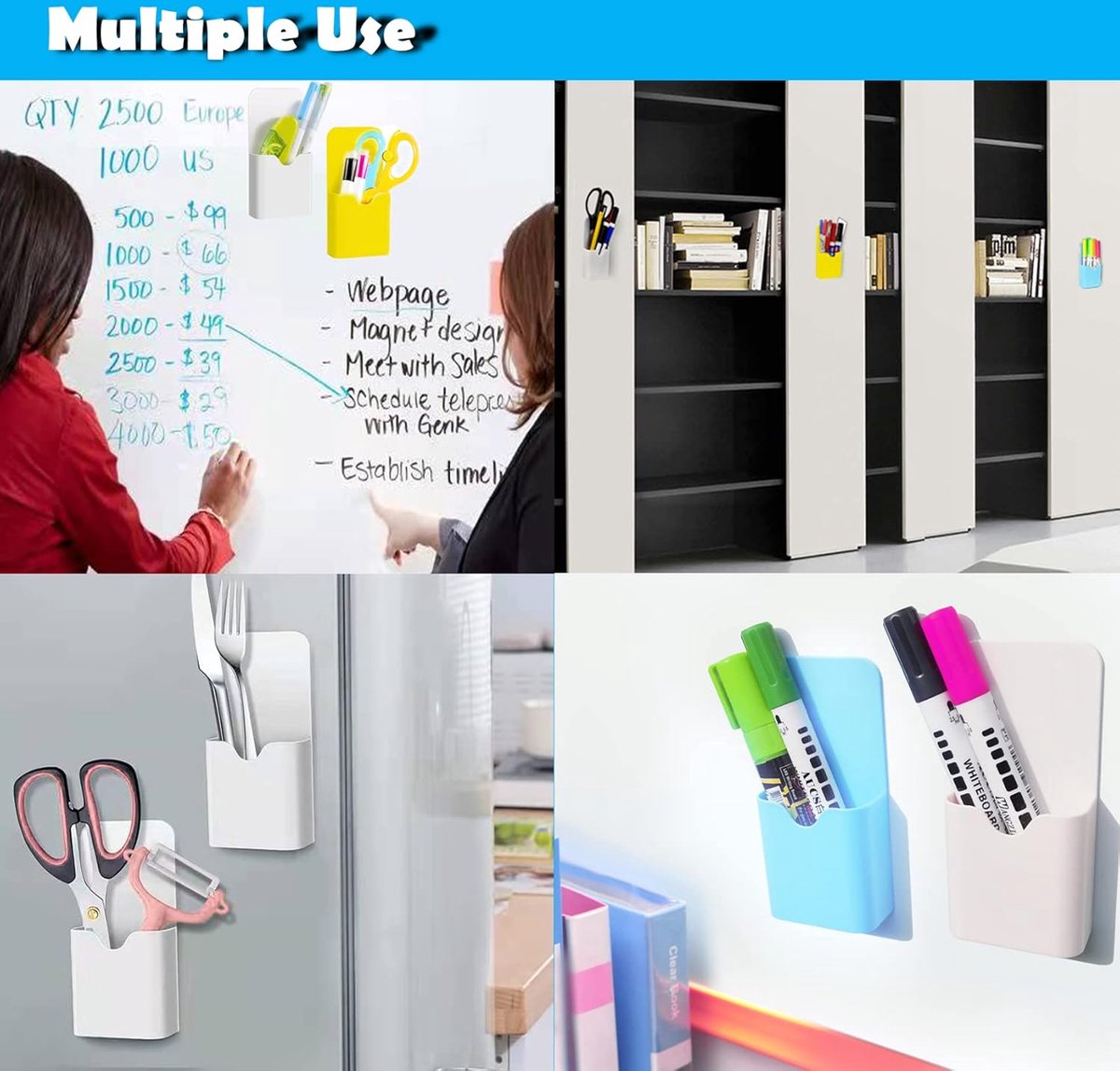 Magnetic Pen Tray - 4 Pieces - Magnetic Pencil Holders - Magnetic Tray - Whiteboard Pencil Holders - Whiteboard Accessory Holder - Pen Holder For Whiteboard Or Refrigerator - For School, Office, Home, Cabinet And Metal Cabinets - 12x5.6x2.6CM - Image 5