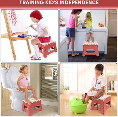 Stool - Small Stool - Step Stool Foldable - Foldable Stool - Foldable Step Stool - Up to 100 kg - 31x25 cm - Safe - Non-slip - Space-saving - Red - Sturdy - Easily Foldable Stool - Portable Footstool - Image 4