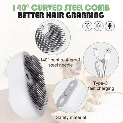 3-in-1 Steam Brush for Cats and Dogs - USB - Massage Comb - Hair Remover Brush - Dog Brush - Cat Brush with Water Reservoir and Release Button - Pet Grooming - Long/Short Hair - Self-Cleaning Soft Steam Brush for Cat and Dog - Image 4