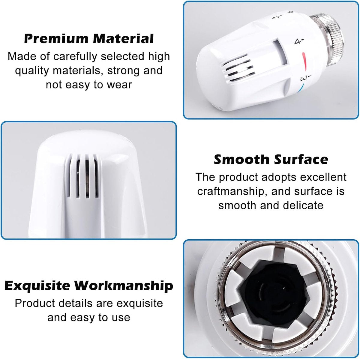 Thermostat Knob - 4 Pieces - Thermostat Head M30 - Radiator Knob M30 - White (M30 x 1.5) - Radiator Thermostat Valve - Radiator Thermostat Knob - Radiator Knobs - Radiator Knob Handwheel - Old-fashioned Radiator Knobs - Plastic - For Home Office Etc - Image 4