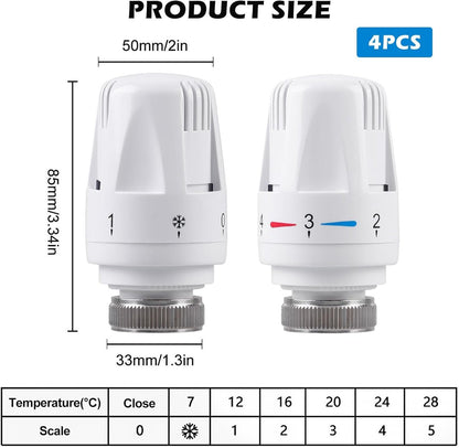 Thermostat Knob - 4 Pieces - Thermostat Head M30 - Radiator Knob M30 - White (M30 x 1.5) - Radiator Thermostat Valve - Radiator Thermostat Knob - Radiator Knobs - Radiator Knob Handwheel - Old-fashioned Radiator Knobs - Plastic - For Home Office Etc - Image 5