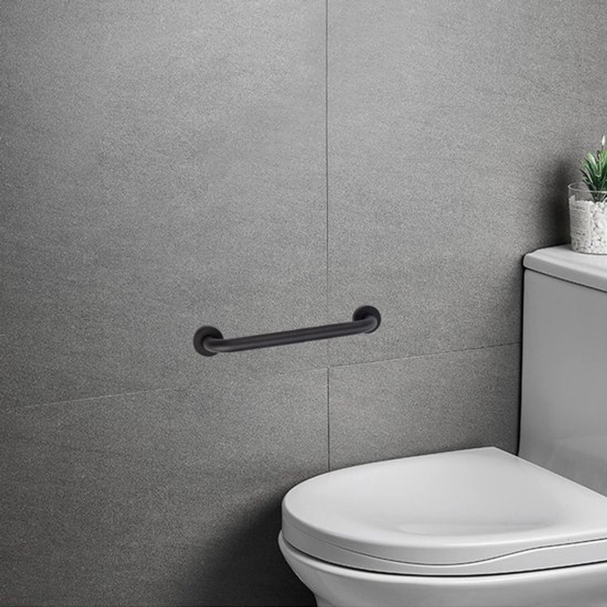 Wall Grab Bar - Extra Grip - Handle / Wall Grab Bar for Bathroom / Shower / Toilet - 40 Cm - Toilet Grab Bar - Bath Grab Bar - Shower Grab Bar - Non-Slip Grab Bar - Bathroom Handle - Bathroom - Stairs - Complete Installation Accessories - Matte Black - Image 3