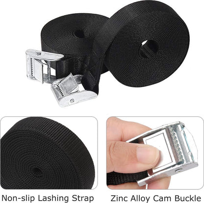 8 High Quality Tie-Down Straps - 20mm X 1m - Lashing Straps / Bicycle Tie-Down Straps with Clamp Buckle - Tie-Down Straps with Metal Buckle - Durable - Sturdy - Portable - Tear-Resistant - Black - Tie-Down Straps - Fastening Straps - Image 5