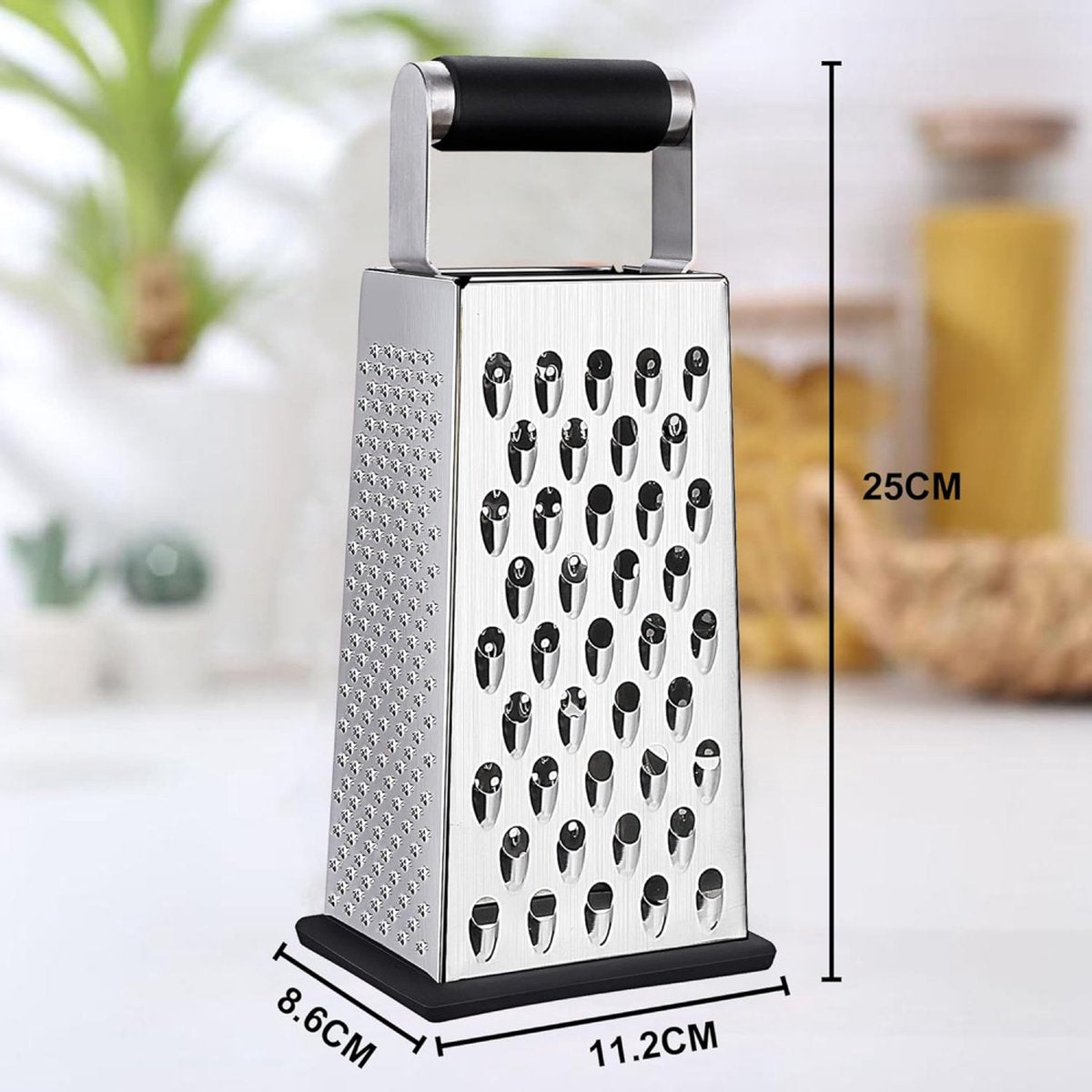 Box Grater - Graters - Stainless Steel - 4-Sided - Table Grater - Tower Grater - Kitchen Grater with Handle - Cheese Grater - Hand Graters - Cooking - Kitchen Utensils - Dishwasher Safe - Silver - Image 5