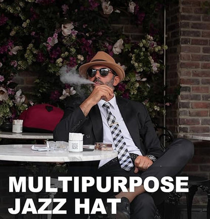 Hats - elegant jazz hat - warm Bucket Hat - Fedora hat - jazz cap - Sun hat - Accessories - Headwear - Hats - Hat - Festival - Gifts - Unisex - for wedding /party /beach /pool /park /camping /picnic /hiking - Brown - Image 3