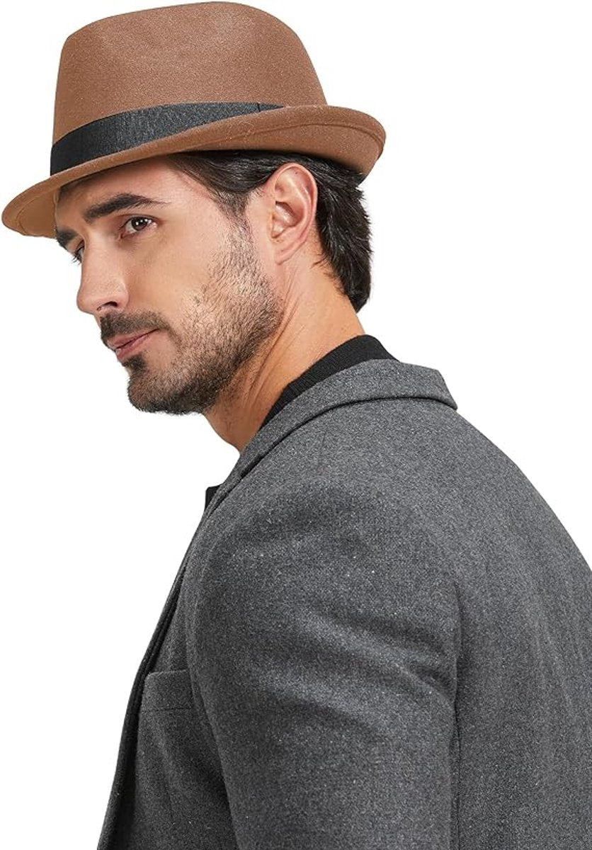 Hats - elegant jazz hat - warm Bucket Hat - Fedora hat - jazz cap - Sun hat - Accessories - Headwear - Hats - Hat - Festival - Gifts - Unisex - for wedding /party /beach /pool /park /camping /picnic /hiking - Brown - Image 4