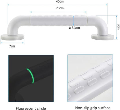 Wall Grab Bar - Extra Grip - 40cm - Luminous Circle - Handle/Wall Grab Bar for Bathroom/Shower/Toilet - Toilet Grab Bar/Bath Grab Bar/Shower Grab Bar - Non-Slip Grab Bar - Bathroom Handle - Anti-Slip Texture - Bathroom - Stairs - Mounting Hardware Include - Image 5