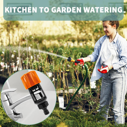 Garden Hose Coupling - 2 Pieces - Universal Kitchen / Bathroom Faucet to Garden Hose Adapter - ABS - Suitable for Hoses - Universal Water Thief - Garden - Orange - Sturdy & Durable - Image 4