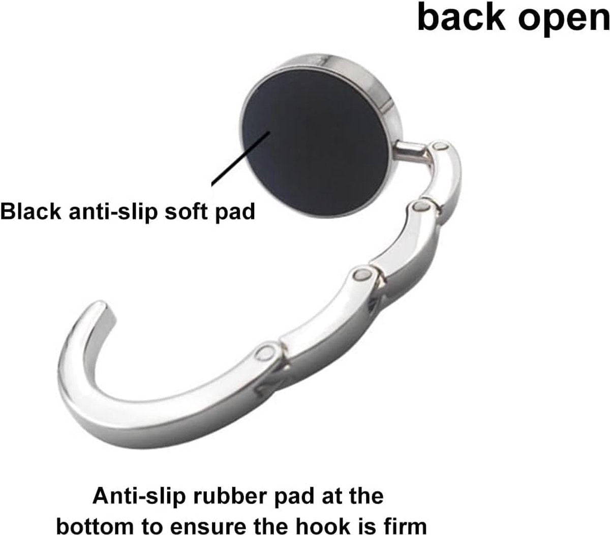 Table Bag Hook - Bag Hooks for Table - Set of 2 Portable Bag Hangers - Silver - Bag Hanger - Desk Bag Hanger - Small Bag Hooks - Handbag Hanger for Table - Foldable Bag Hook - Foldable Bag Hangers for Table - Pink / White - Image 4