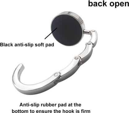 Table Bag Hook - Bag Hooks for Table - Set of 2 Portable Bag Hangers - Silver - Bag Hanger - Desk Bag Hanger - Small Bag Hooks - Handbag Hanger for Table - Foldable Bag Hook - Foldable Bag Hangers for Table - Pink / White - Image 4