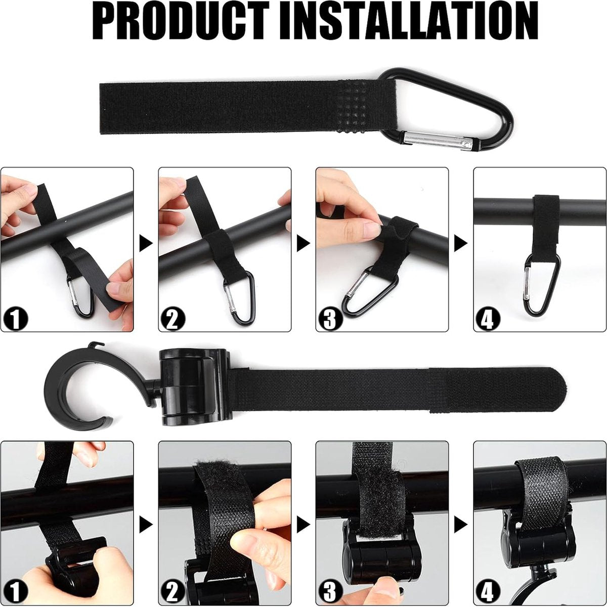 4 Stroller Bag Hooks - Bag Hook - Stroller Straps - Buggy Hook - Stroller Hooks - Multifunctional Velcro Hook - Large - Stroller Bag Hooks - Shopping Hook - Universal Bag Hook - Buggy Bag Hooks - Buggy Accessories - Image 3