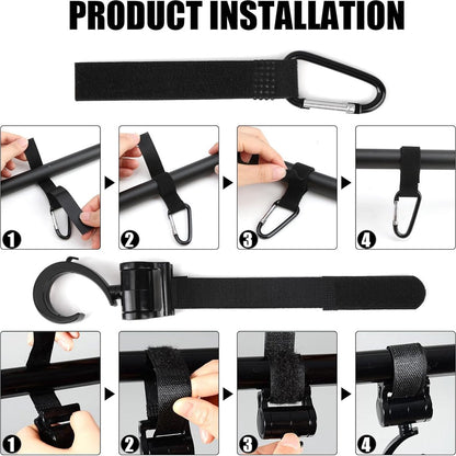 4 Stroller Bag Hooks - Bag Hook - Stroller Straps - Buggy Hook - Stroller Hooks - Multifunctional Velcro Hook - Large - Stroller Bag Hooks - Shopping Hook - Universal Bag Hook - Buggy Bag Hooks - Buggy Accessories - Image 3