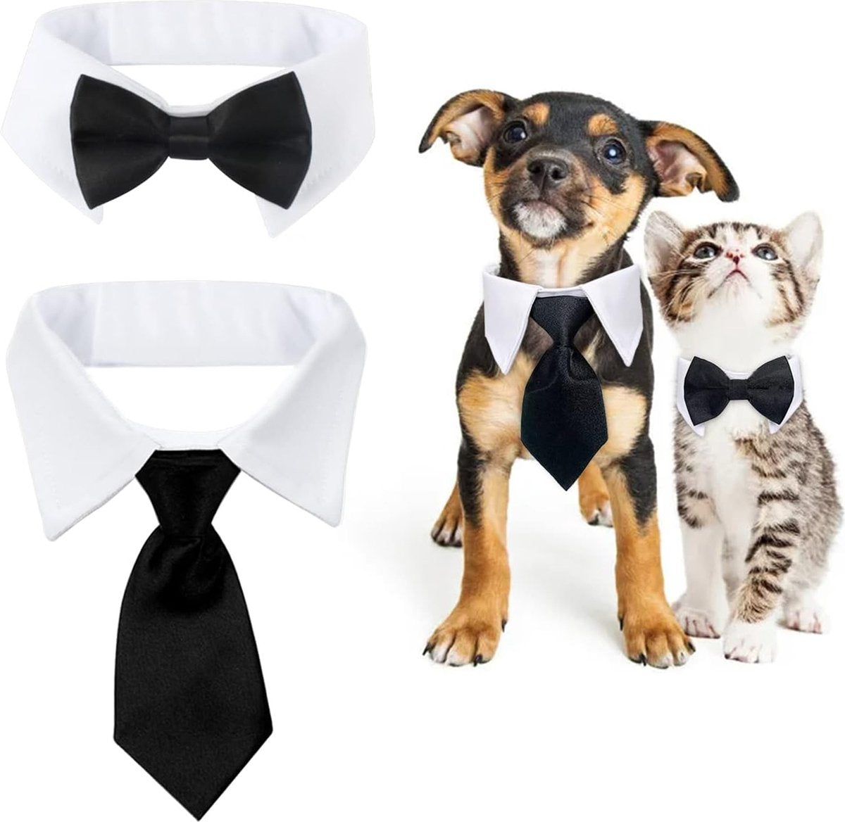 - Animal Costume Set - Luxury Tie and Bow Tie for Animals - Suitable for Dachshunds to Border Collies - Adjustable - Tie for Dog - Cat Clothing - Bow Tie for Dog - Dog Bow Tie - Dog Toy - Christmas Dog Bow Tie - Christmas Rug - Gift