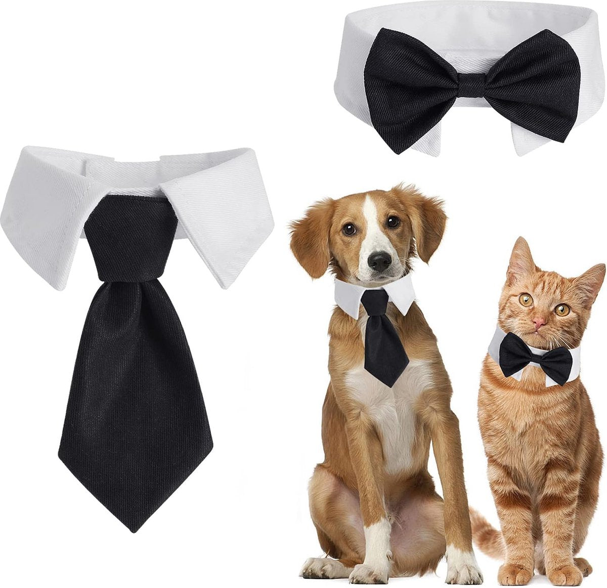 - Animal Costume Set - Luxury Tie and Bow Tie for Animals - Suitable for Dachshunds to Border Collies - Adjustable - Tie for Dog - Cat Clothing - Bow Tie for Dog - Dog Bow Tie - Dog Toy - Christmas Dog Bow Tie - Christmas Rug - Gift - Image 2