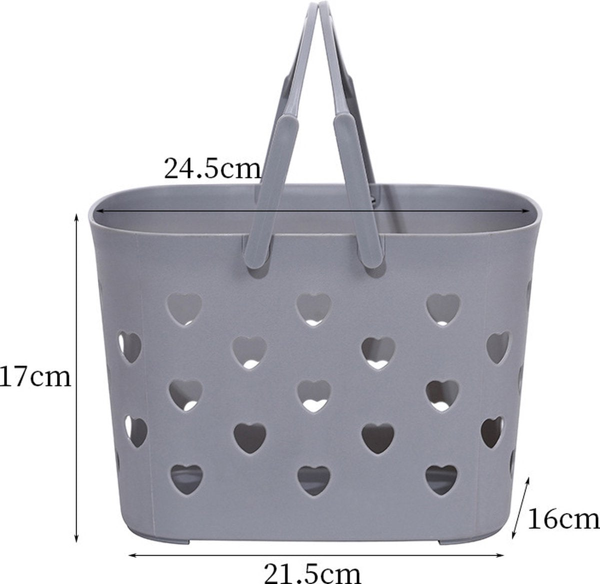 Shower Baskets - Bathroom Bottle Holder - Shower Rack - Shower Basket - Shower Rack - Bathroom Organizer - Shampoo Holder - Storage Baskets - Hangable - Plastic - For Shampoo/Shower Gel - Portable - Heart Shape - Gray - Image 2