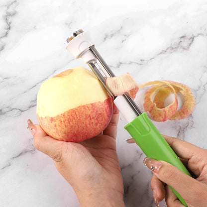 2-In-1 Apple Corer and Peeler - Sturdy Apple Slicer - Apple Corer 22x2 Cm - Stainless Steel Apple Pin - Core Remover - Kitchen Utensils - For Home Restaurants Kitchen Tools - Fruit Kernel Seed Remover Pear Fruit Corer - Green - 1 Piece - Apple Slicer / Co - Image 3