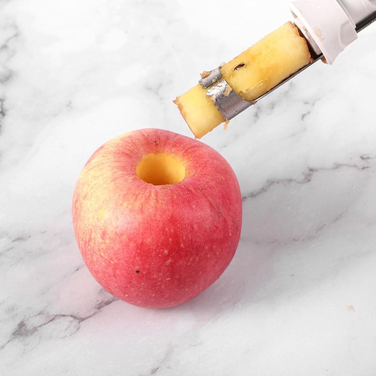 2-In-1 Apple Corer and Peeler - Sturdy Apple Slicer - Apple Corer 22x2 Cm - Stainless Steel Apple Pin - Core Remover - Kitchen Utensils - For Home Restaurants Kitchen Tools - Fruit Kernel Seed Remover Pear Fruit Corer - Green - 1 Piece - Apple Slicer / Co - Image 4