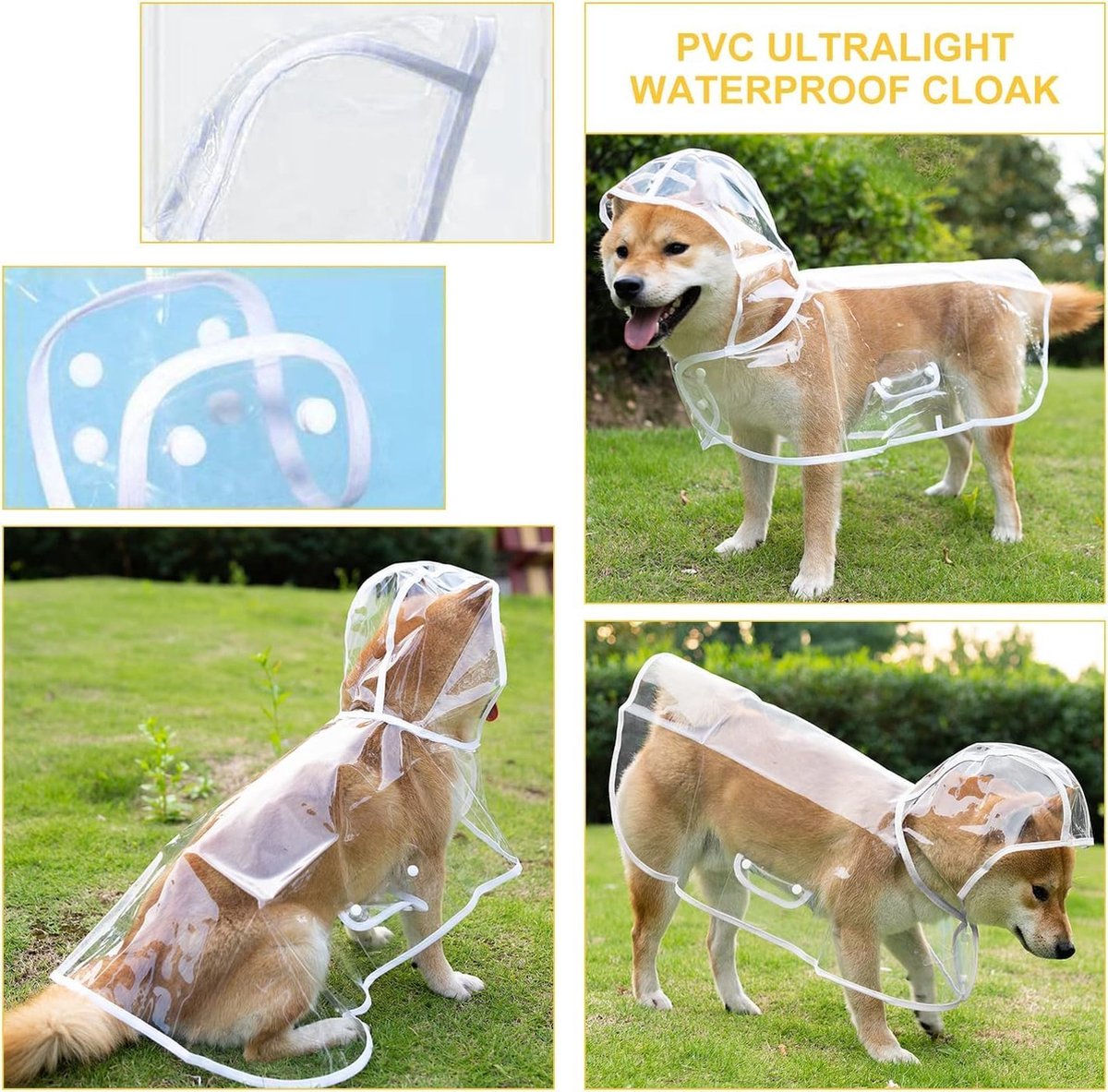 Dog Raincoat - Dog Raincoat - Dog Raincoat with Hood - Waterproof Raincoat - Comprehensive Protection - Bite-Resistant Pet Rain Poncho - For Small to Medium Dogs - Size XL - 1 Piece - Image 4