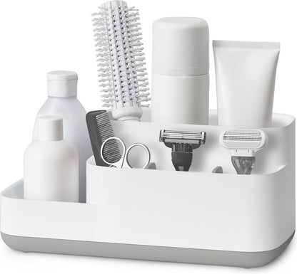Toothbrush Holder - Toothbrush Organizer - Bathroom Organizer - 7 Sorting Compartments - Removable - With Drip Tray - Cosmetic Holder - Vanity Unit - Toothbrush - Freestanding - Bathroom Accessories - White - Durable