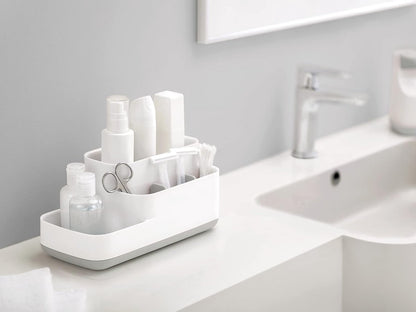 Toothbrush Holder - Toothbrush Organizer - Bathroom Organizer - 7 Sorting Compartments - Removable - With Drip Tray - Cosmetic Holder - Vanity Unit - Toothbrush - Freestanding - Bathroom Accessories - White - Durable - Image 2
