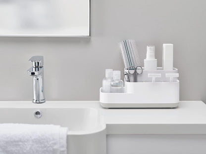 Toothbrush Holder - Toothbrush Organizer - Bathroom Organizer - 7 Sorting Compartments - Removable - With Drip Tray - Cosmetic Holder - Vanity Unit - Toothbrush - Freestanding - Bathroom Accessories - White - Durable - Image 3