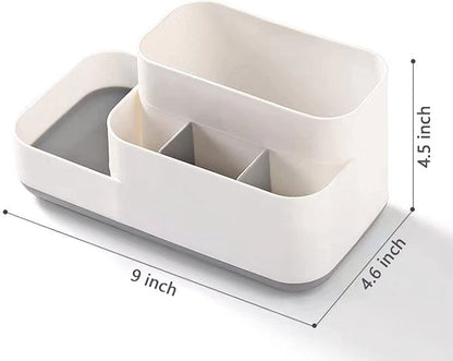 Toothbrush Holder - Toothbrush Organizer - Bathroom Organizer - 7 Sorting Compartments - Removable - With Drip Tray - Cosmetic Holder - Vanity Unit - Toothbrush - Freestanding - Bathroom Accessories - White - Durable - Image 5