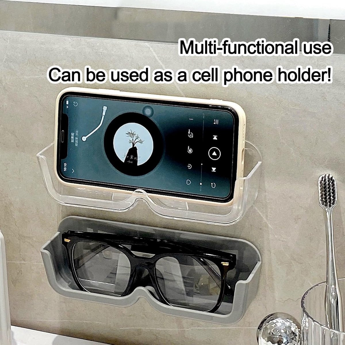 Eyeglass Cases - 3 Pieces - Eyeglass Storage - Storage Organizer - Eyeglass Storage System - Eyeglass Stand - Eyeglass Rack - Holder for Eyeglasses - Wall Mounted Eyeglass Holder - Sunglasses Display - Wall Mount for Hanging Eyeglasses - Self-Adhesive - Image 3
