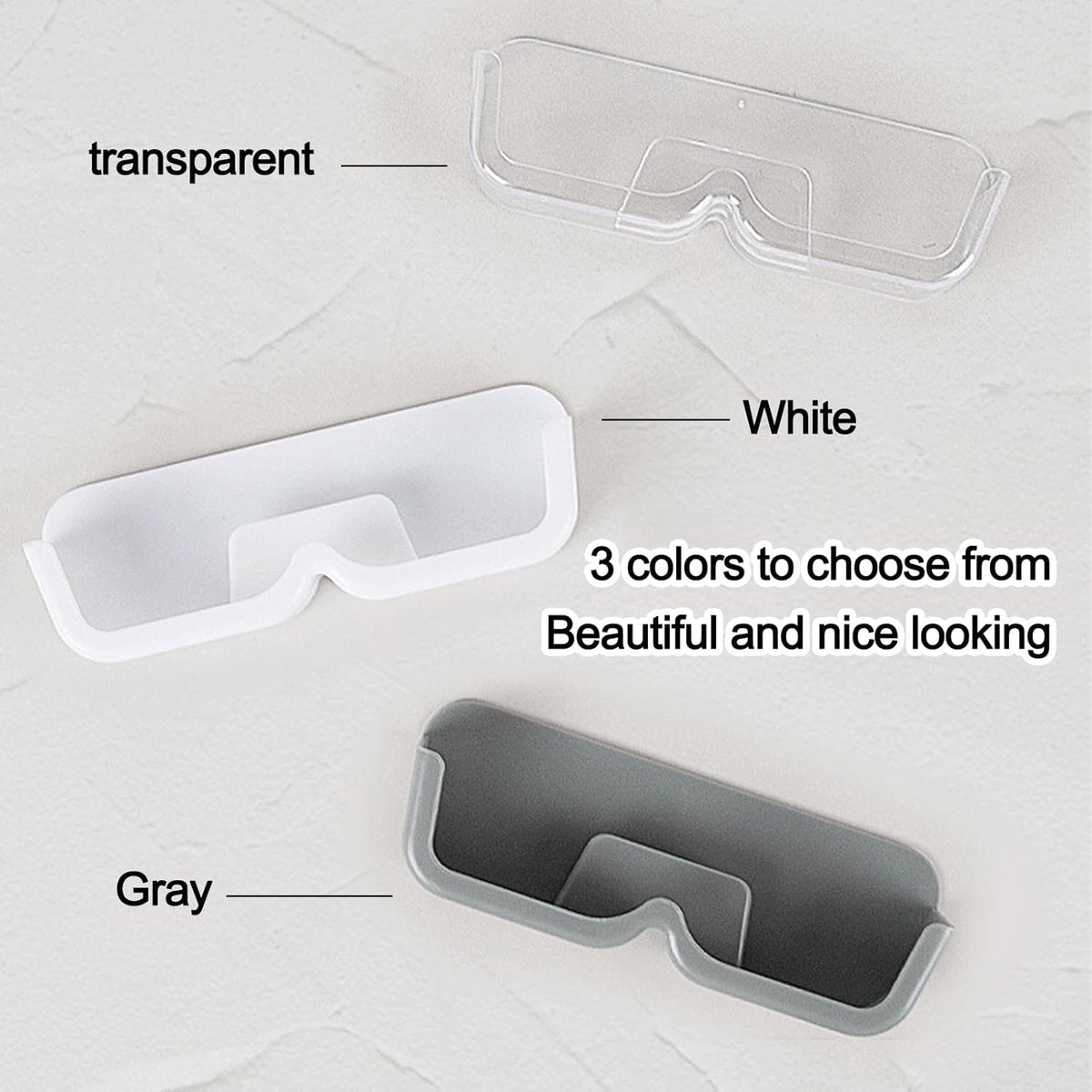 Eyeglass Cases - 3 Pieces - Eyeglass Storage - Storage Organizer - Eyeglass Storage System - Eyeglass Stand - Eyeglass Rack - Holder for Eyeglasses - Wall Mounted Eyeglass Holder - Sunglasses Display - Wall Mount for Hanging Eyeglasses - Self-Adhesive - Image 5
