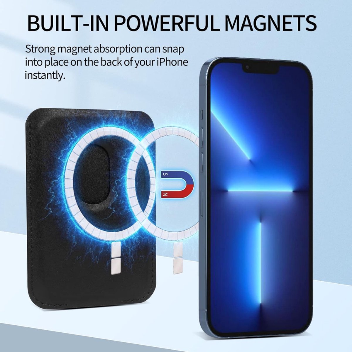 Wallet Stand - Strong Magnetic Card Holder - Suitable for MagSafe - 2-Card Wallet - Ultra-Thin - Foldable - Card Holder for Men & Women - Card Holder - Credit Card Holder - Magnetic Closure - Stand Function - Stand - Black - Image 4