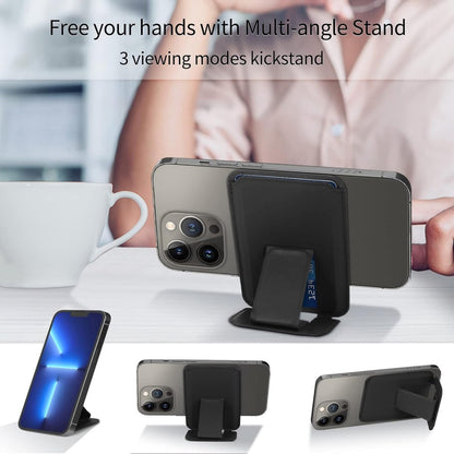 Wallet Stand - Strong Magnetic Card Holder - Suitable for MagSafe - 2-Card Wallet - Ultra-Thin - Foldable - Card Holder for Men & Women - Card Holder - Credit Card Holder - Magnetic Closure - Stand Function - Stand - Black - Image 5