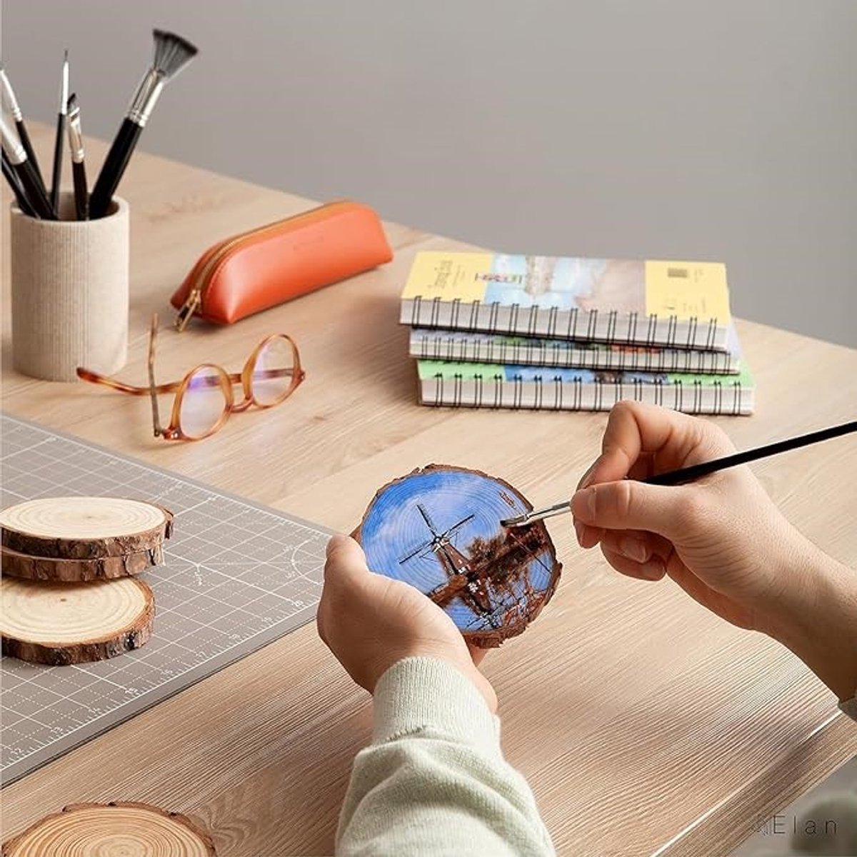 20 Tree Trunk Slices - Round Tree Trunk Slices - Natural Wooden Tree - No Holes - Christmas - Christmas Decoration - Wedding Decoration - DIY - Diameter 9-10 cm - Thickness 1 cm - Image 3