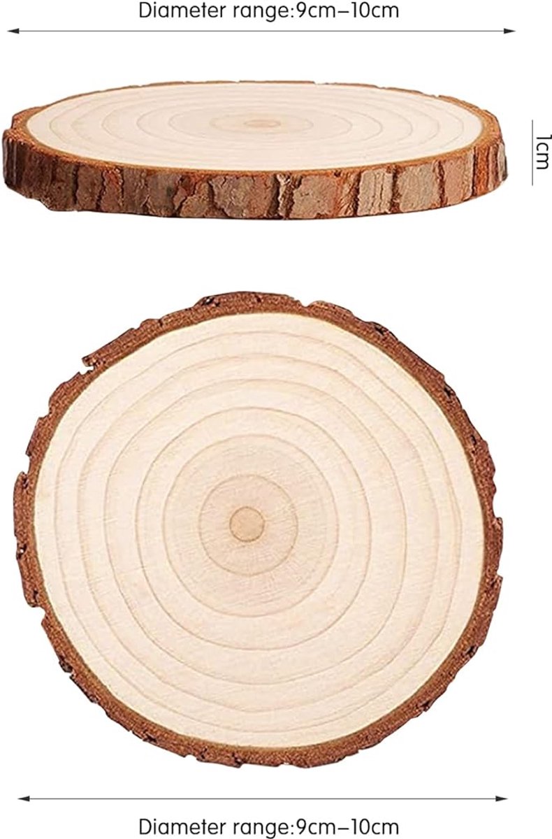 20 Tree Trunk Slices - Round Tree Trunk Slices - Natural Wooden Tree - No Holes - Christmas - Christmas Decoration - Wedding Decoration - DIY - Diameter 9-10 cm - Thickness 1 cm - Image 4