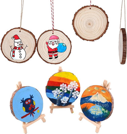 20 Tree Trunk Slices - Round Tree Trunk Slices - Natural Wooden Tree - No Holes - Christmas - Christmas Decoration - Wedding Decoration - DIY - Diameter 9-10 cm - Thickness 1 cm - Image 5