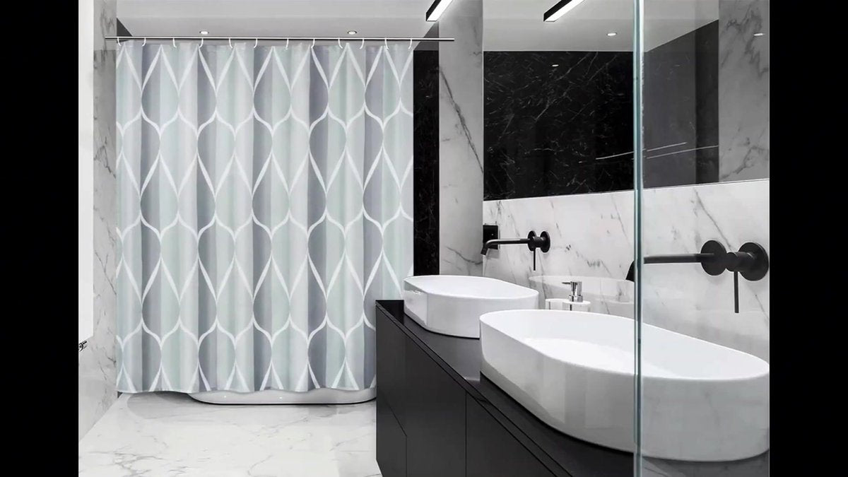 Anti-Mold Shower Curtain - Shower Curtain - Waterproof - 120x180 Cm - Waterproof Washable Anti-Mold Polyester Shower Curtains - Grey - With 8 Shower Curtain Hooks - Image 2