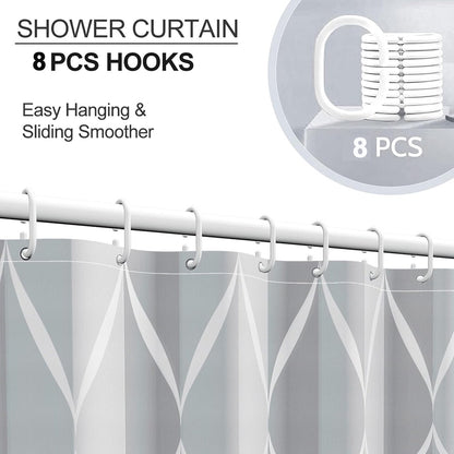 Anti-Mold Shower Curtain - Shower Curtain - Waterproof - 120x180 Cm - Waterproof Washable Anti-Mold Polyester Shower Curtains - Grey - With 8 Shower Curtain Hooks - Image 3
